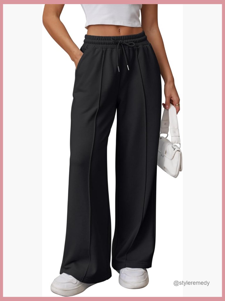 Wide Leg Sweatpants High Waisted Baggy Drawstring Athletic Joggers